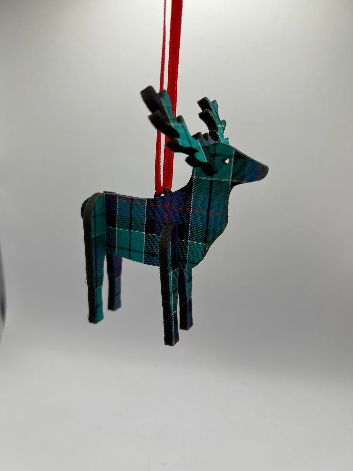 3D Hanging Stag Decoration in Highland Check