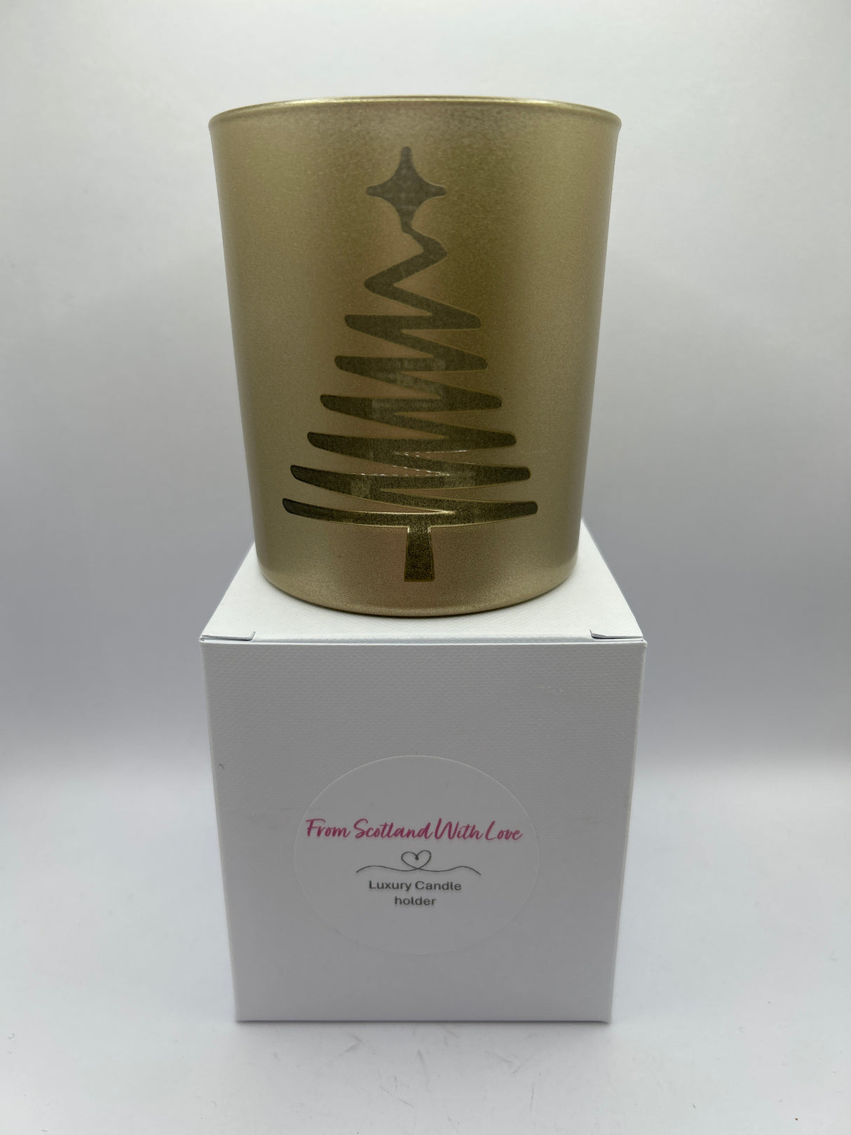 Gold Christmas Tree Luxury Christmas Candle Jar (Boxed)