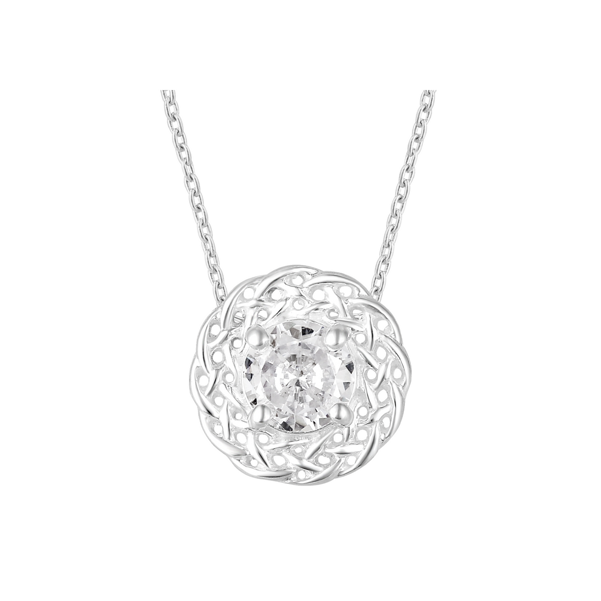 Fine Celtic Fine Swirl With Cubic Zirconia Stone Pendant