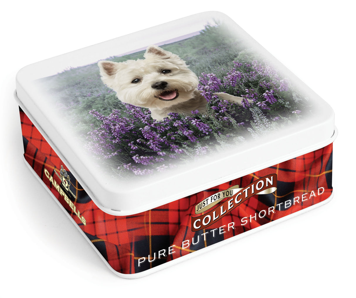 90g Westie Dog In Heather Shortbread Fingers Tin