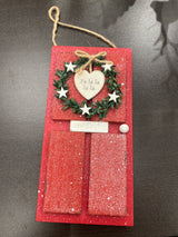 Home for Christmas Hanging Wooden Door Plaque with Wreath & Quote