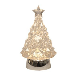 Christmas Tree Water Glass Lit Spinner 23cm Tall