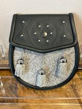 Circle Celtic Detail Flap with Studs Skin Front & Metal Tassels Semi Dress Sporran