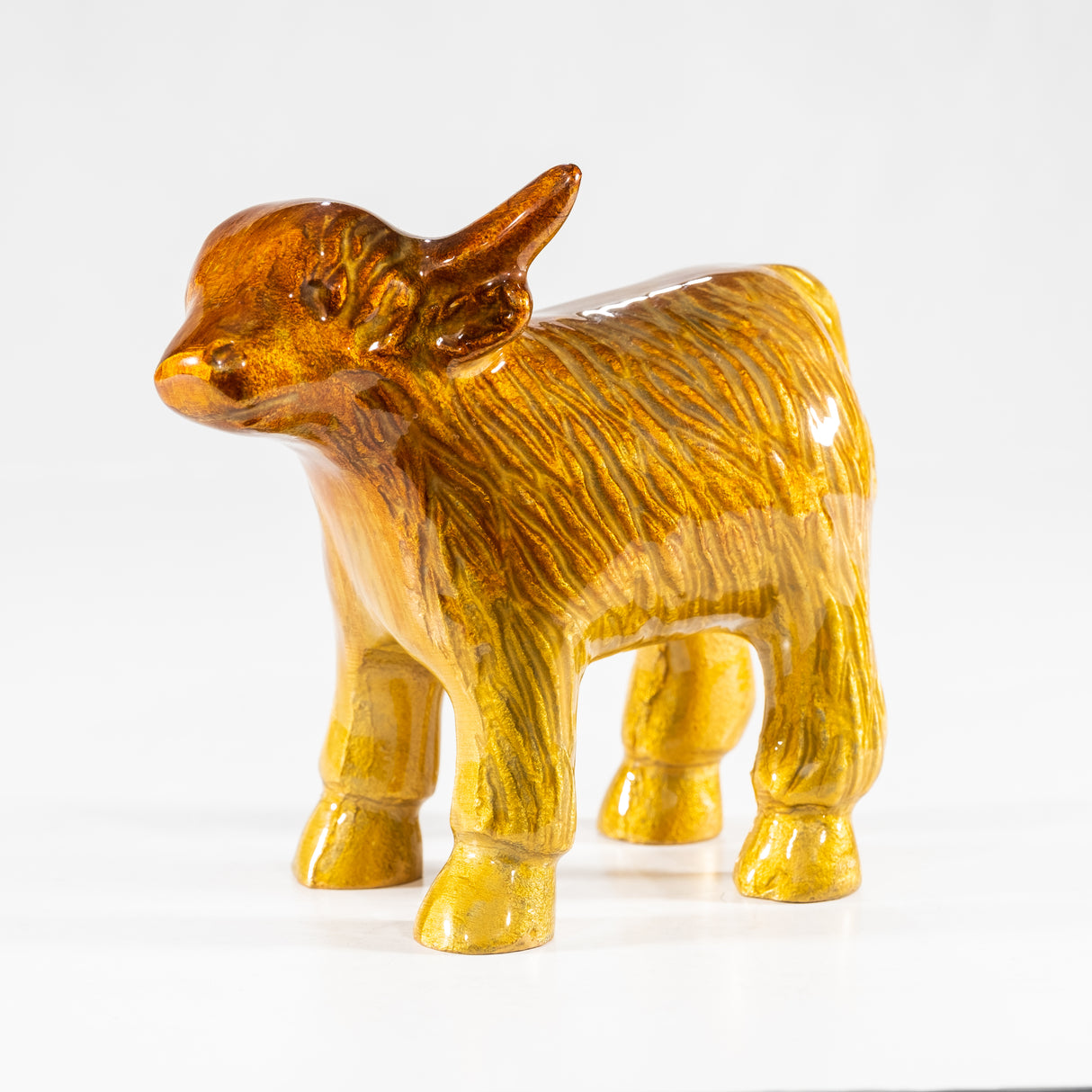 Extra Large Brushed Gold Aluminium Highland Cow (14cm)