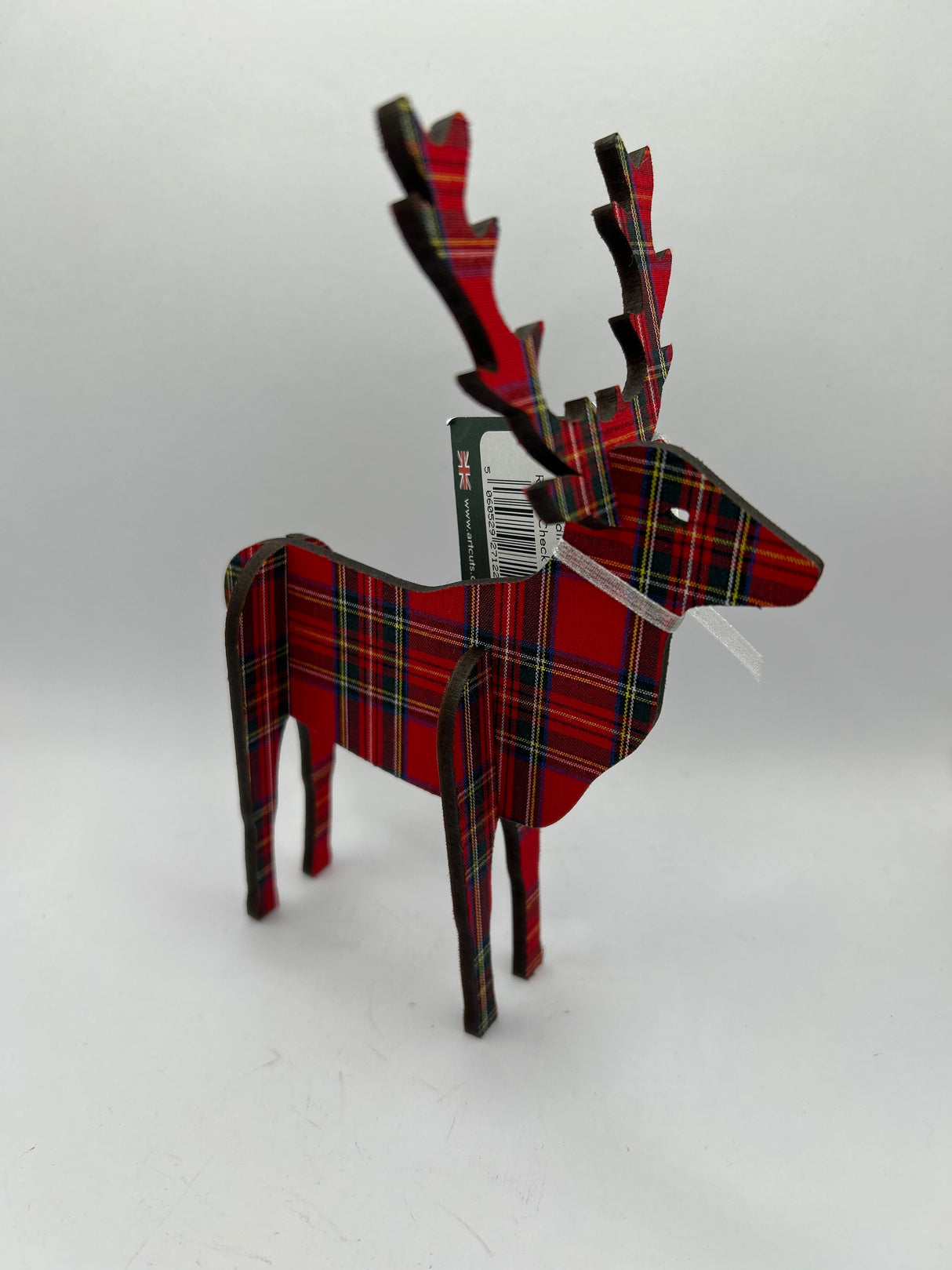 3D Standing Stag 18cm in Royal Check