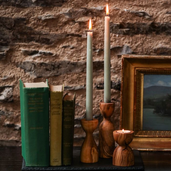 Olive Wood Medium Candlestick