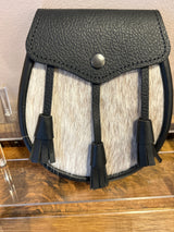 Budget Leather Flap with Skin Front & Leather Tassels Semi Dress Sporran