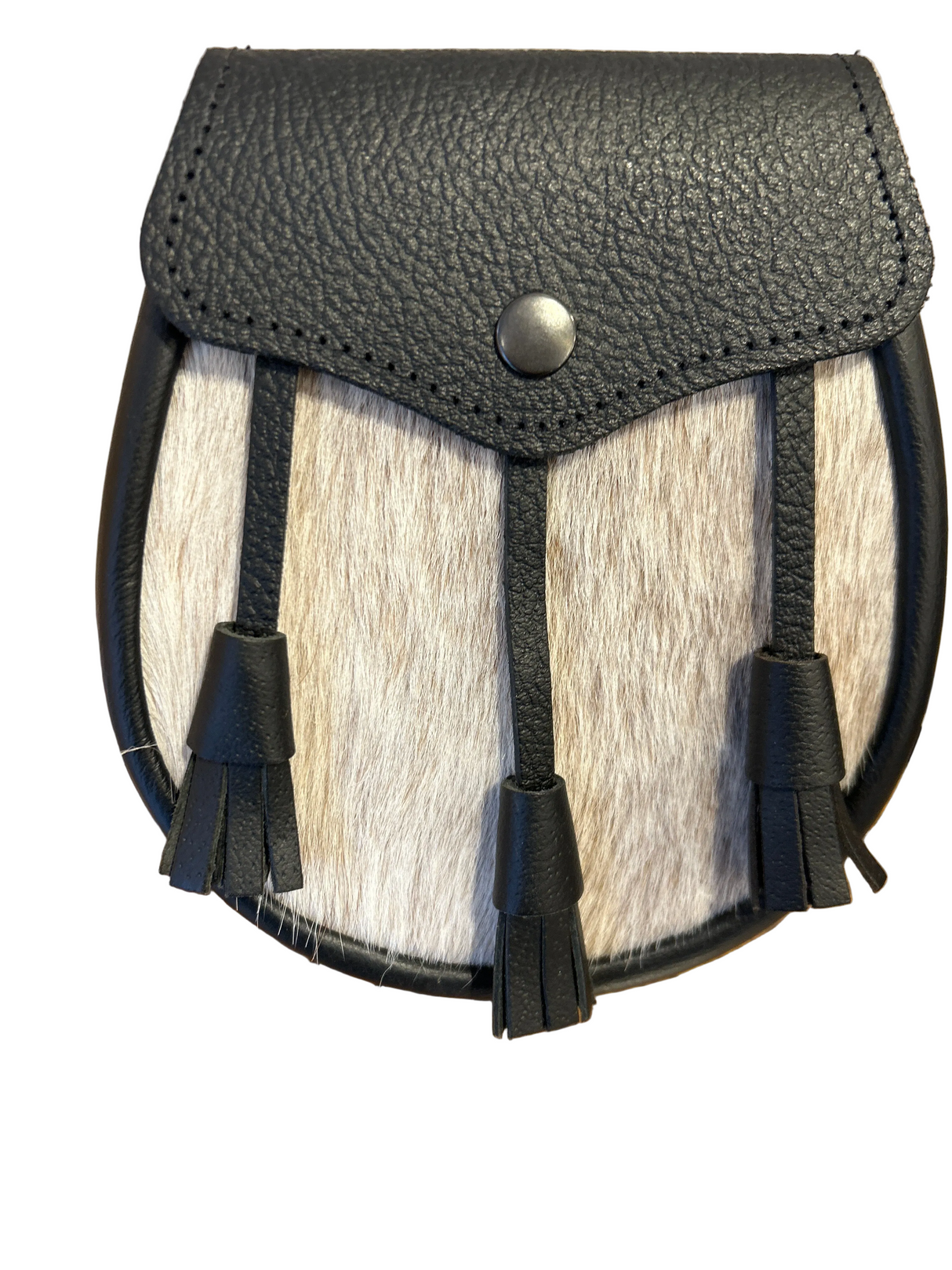 Budget Leather Flap with Skin Front & Leather Tassels Semi Dress Sporran