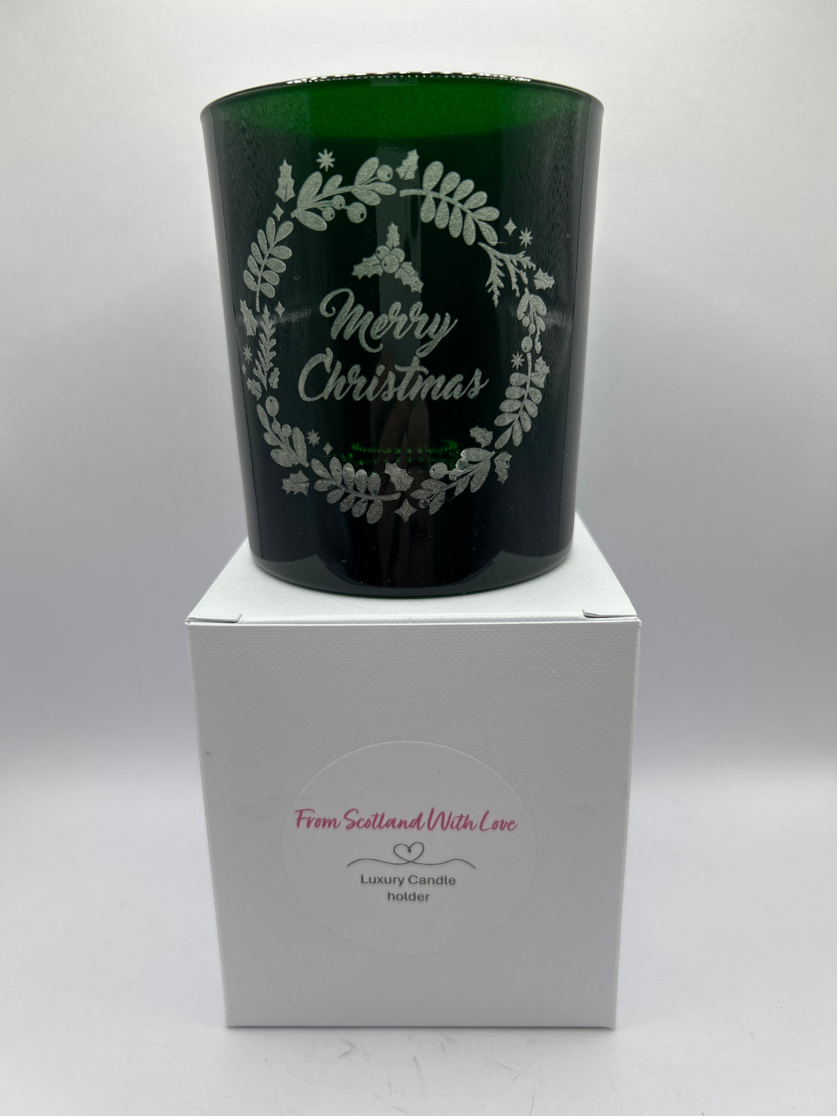 Green Wreath Luxury Christmas Candle Jar (Boxed)