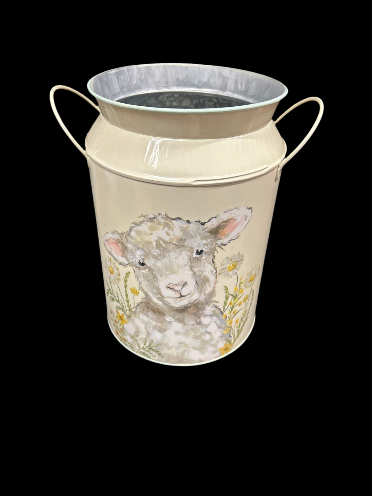 Sheep Floral Metal milk Can (Decorative use only)