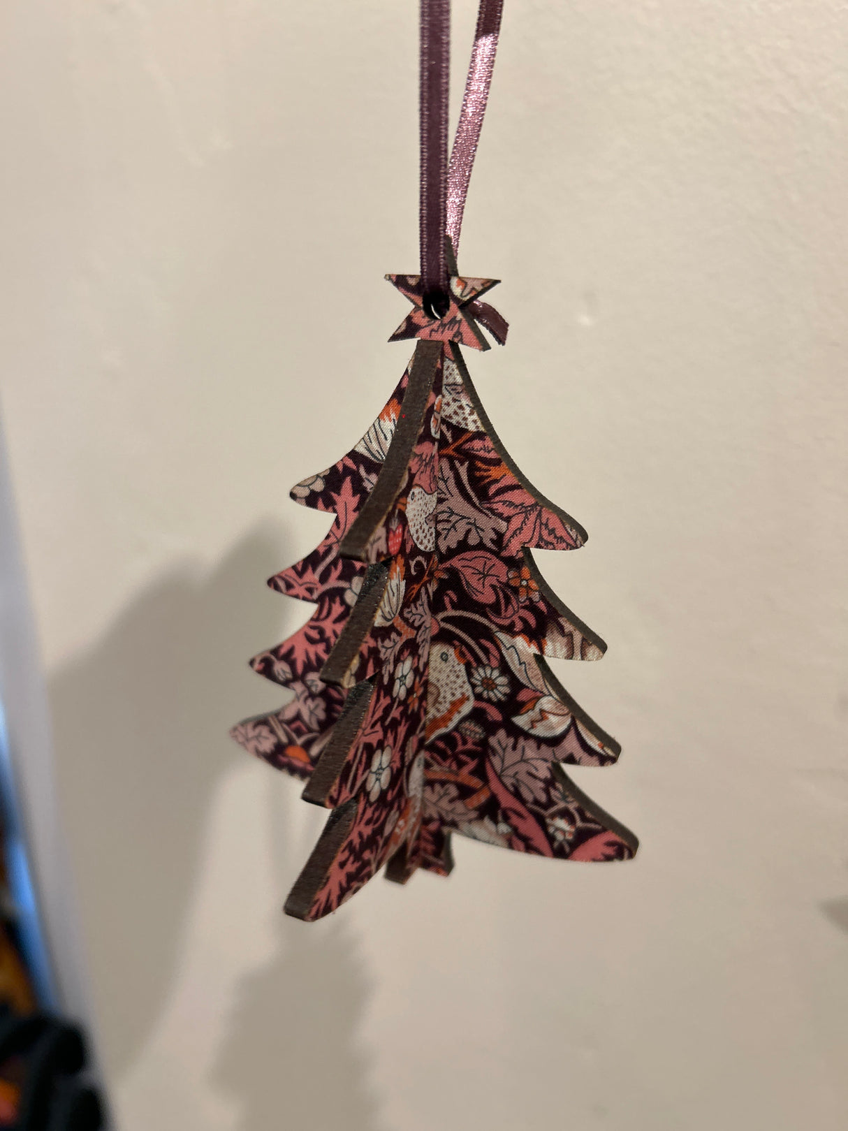 3D Tree Christmas Decoration in Liberty Pink Strawberry Thief