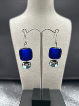 Square Duo Hanging Drop Dichroic Earrings