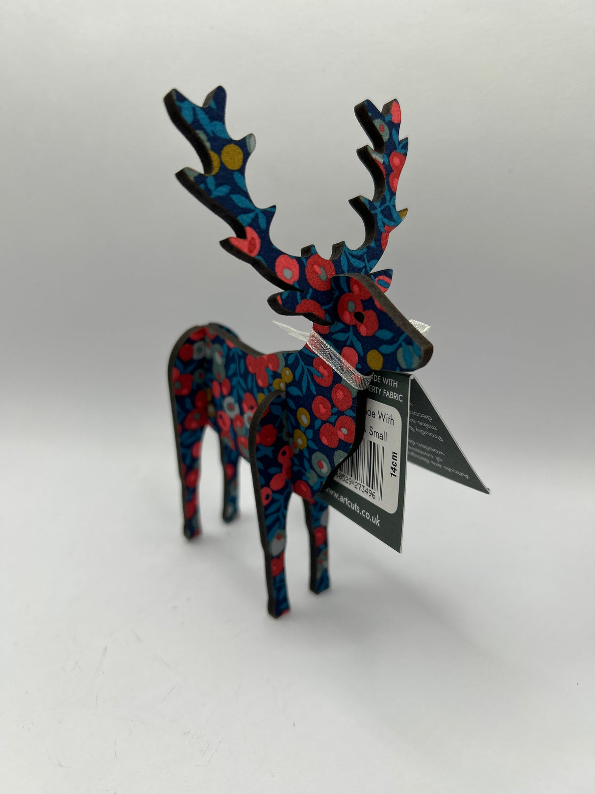 3D Standing Stag 14cm in Liberty Navy Wiltshire Berry