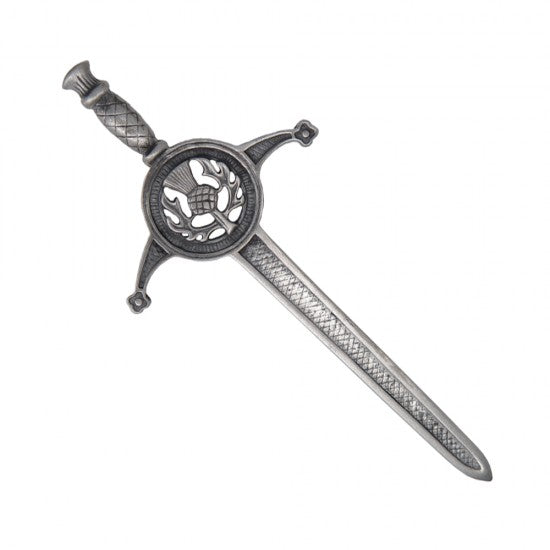 Circle Thistle Sword Antiqued Finish Kilt Pin