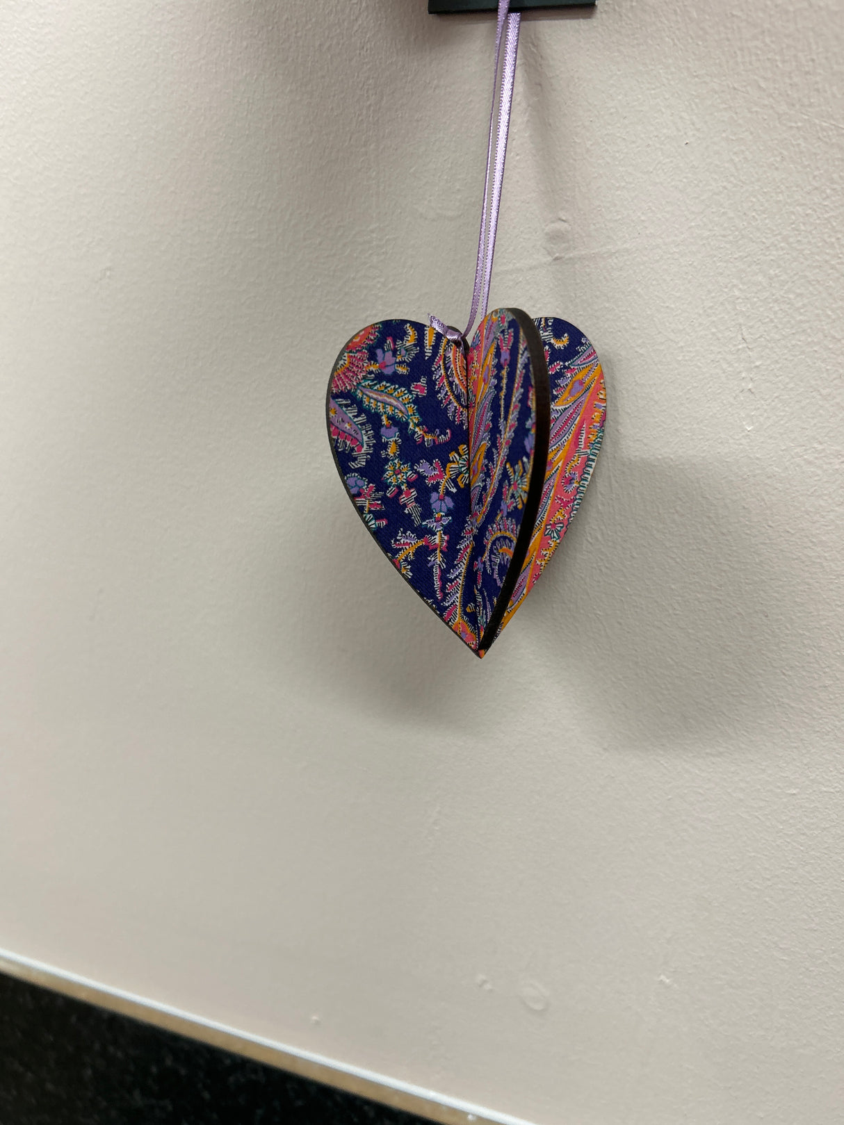 3D Heart Christmas Decoration in Liberty Purple Felix & Isobel Paisley