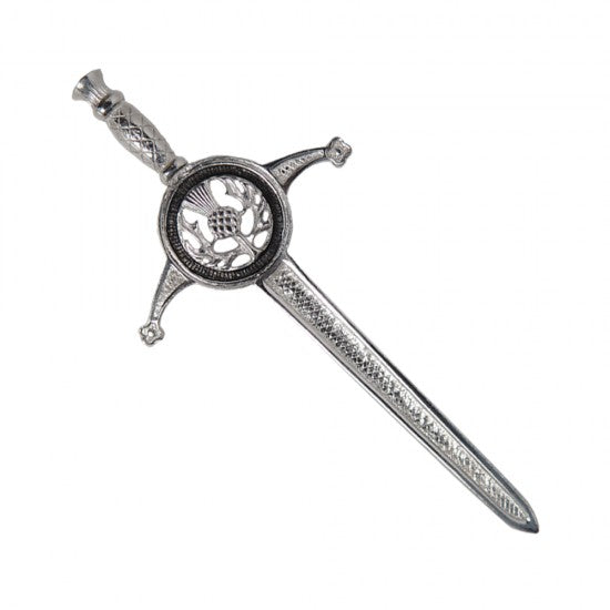 Circle Thistle Sword Polished Finish Kilt Pin