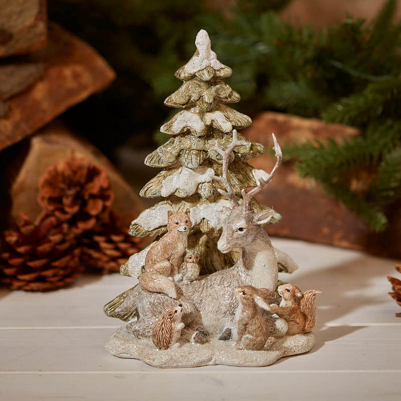 Winter Woodland Tree, Stag & Animals Ornament