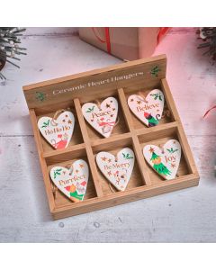 Furry & Festive Cat Raised Detail Ceramic Heart Hanger