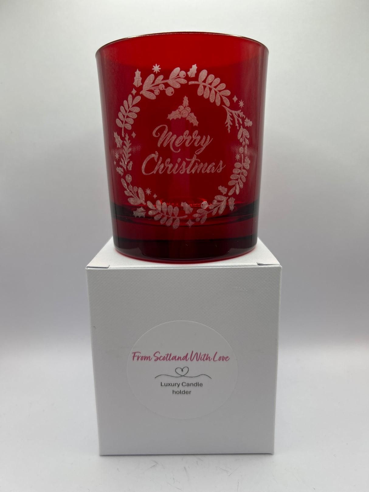 Red Wreath Luxury Christmas Candle Jar (Boxed)