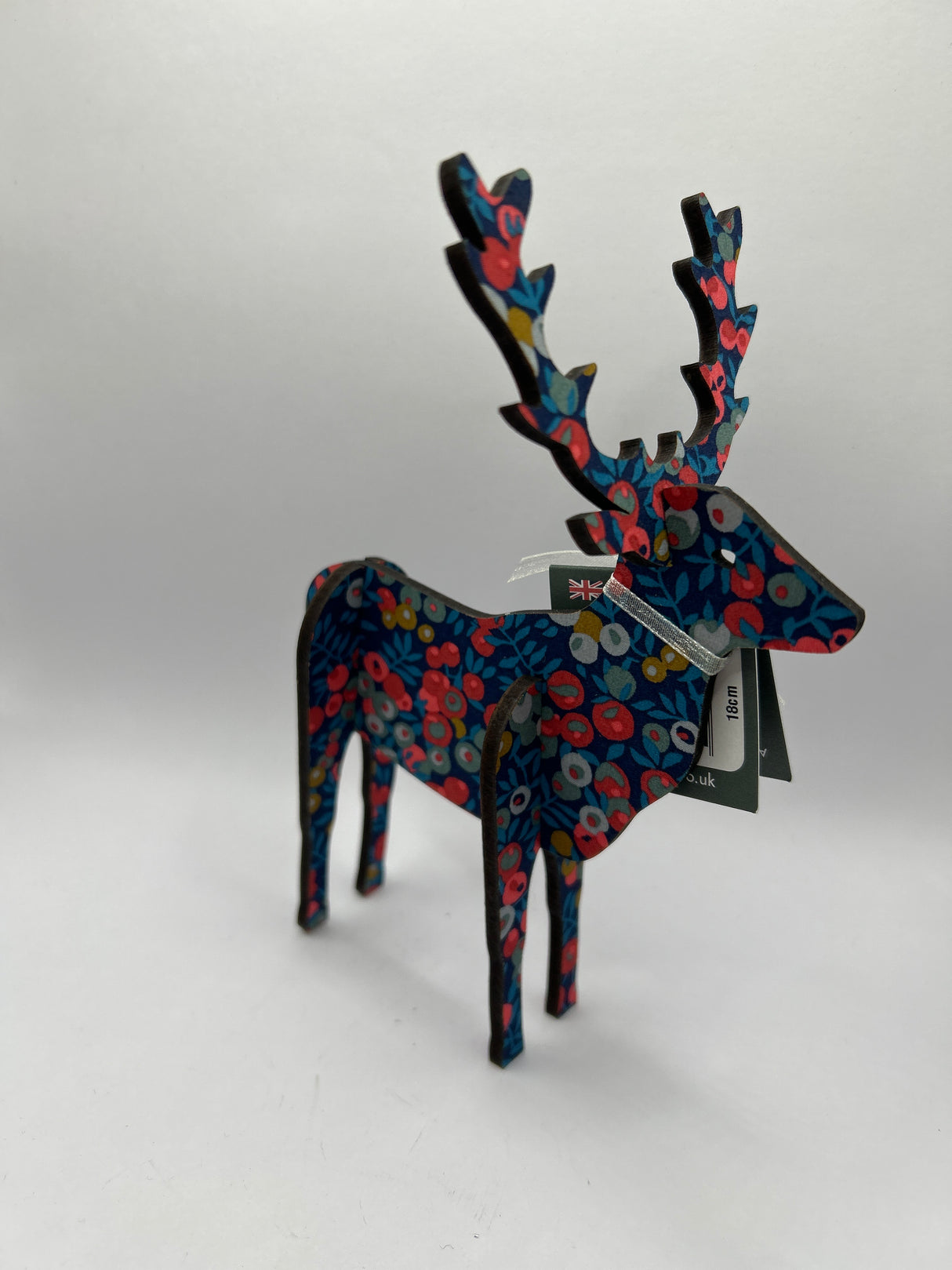 3D Standing Stag 18cm in Liberty Navy Wiltshire Berry