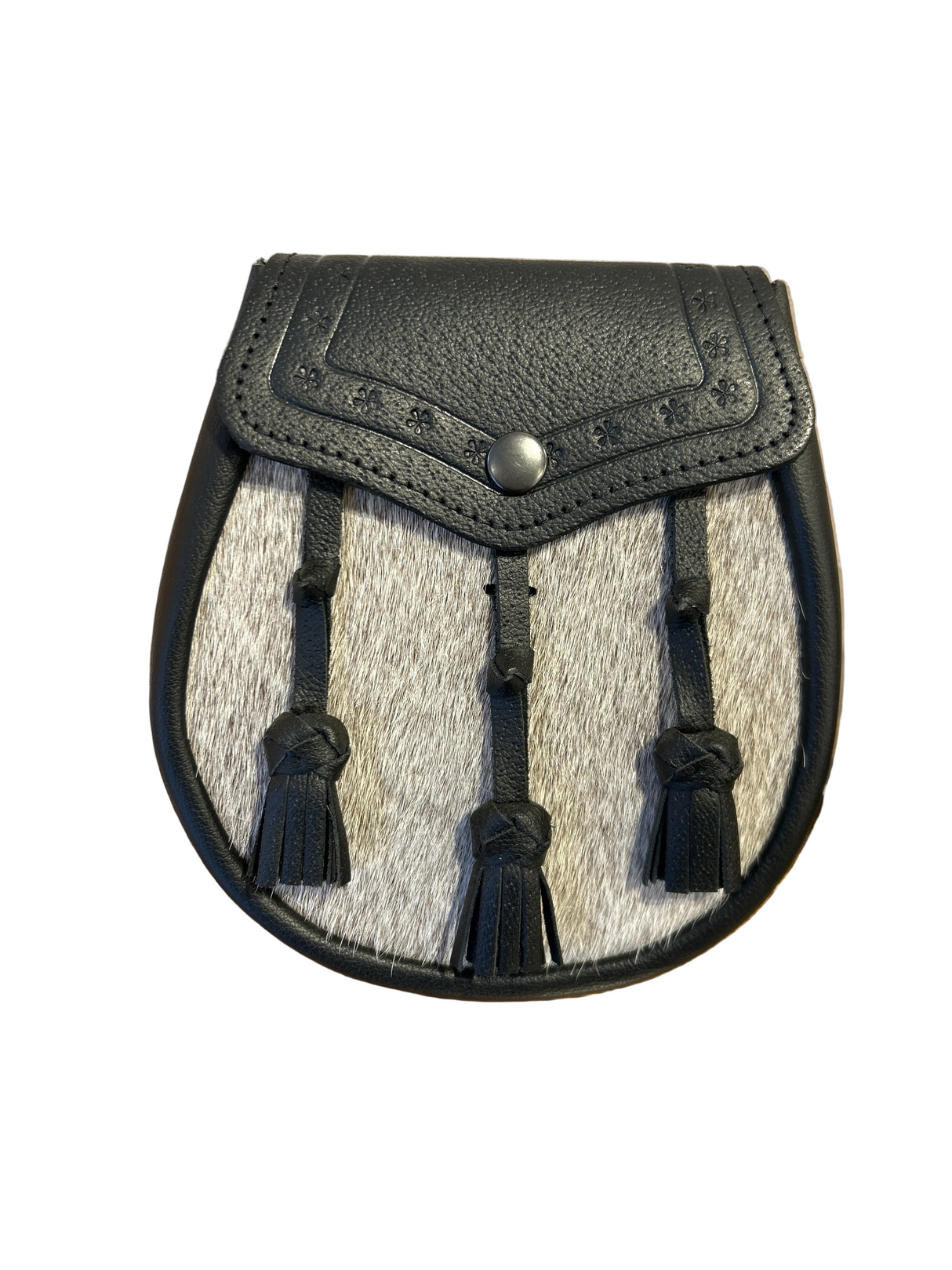 Double Tram Line With Star Detail Flap Skin Front & Leather Tassels Semi Dress Sporran