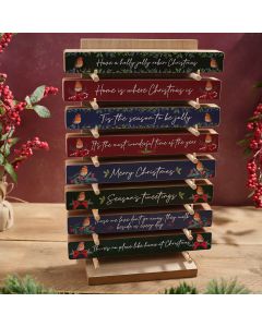 Festive Robin Sentiment Wooden Table Top Block