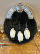 Black Rabbit With White Tassels Chrome Cantle Dress Sporran