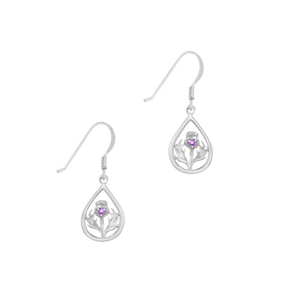 Thistle In Teardrop With Stone Drop Earrings