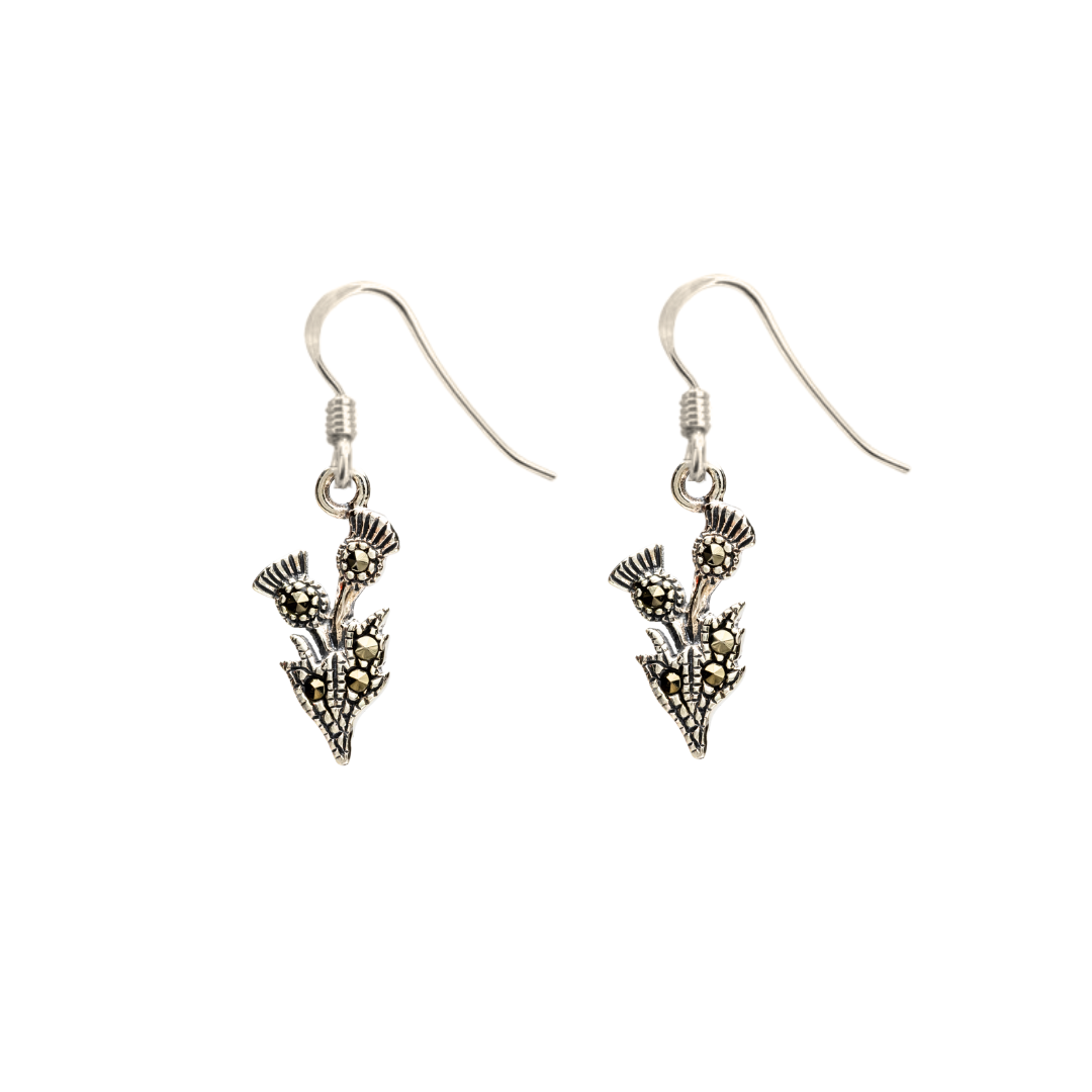 Twin Thistles Marcasite Drop Earrings