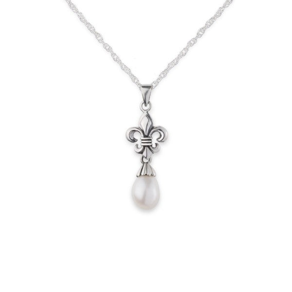 Mary Queen of Scots Fleur De Lys Pearl Drop Pendant