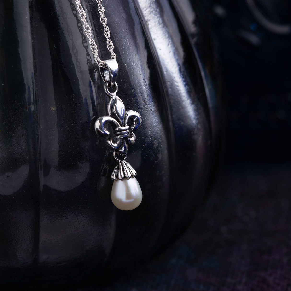 Mary Queen of Scots Fleur De Lys Pearl Drop Pendant