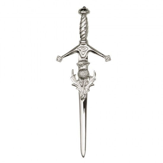 Thistle on Blade Sword Polished Finish Kilt Pin