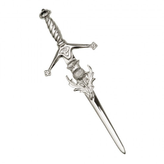 Thistle on Blade Sword Polished Finish Kilt Pin