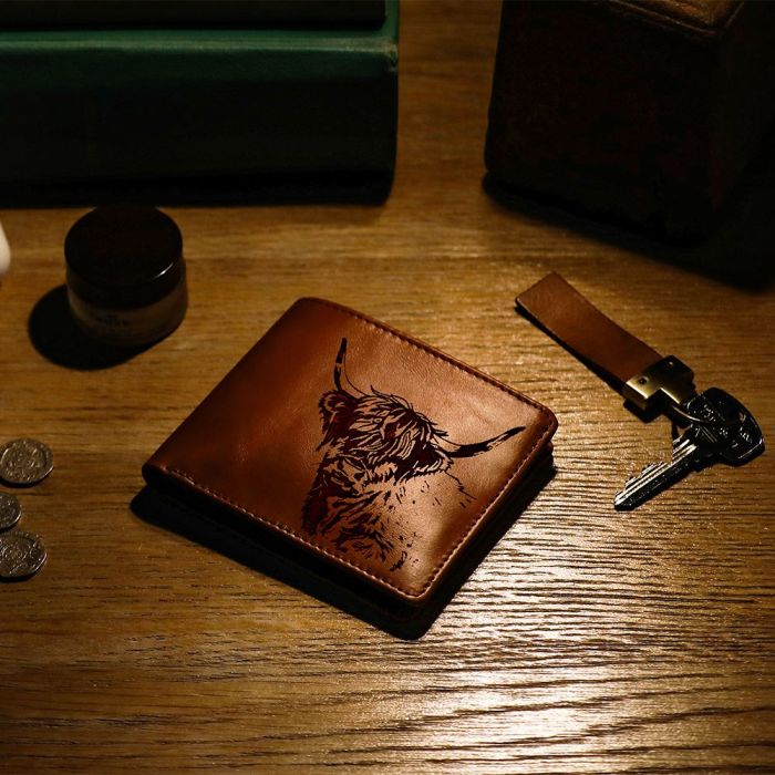 Highland Cow Leather Wallet (Gift Boxed)