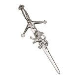 Lion Rampant on Blade Sword Polished Finish Kilt Pin