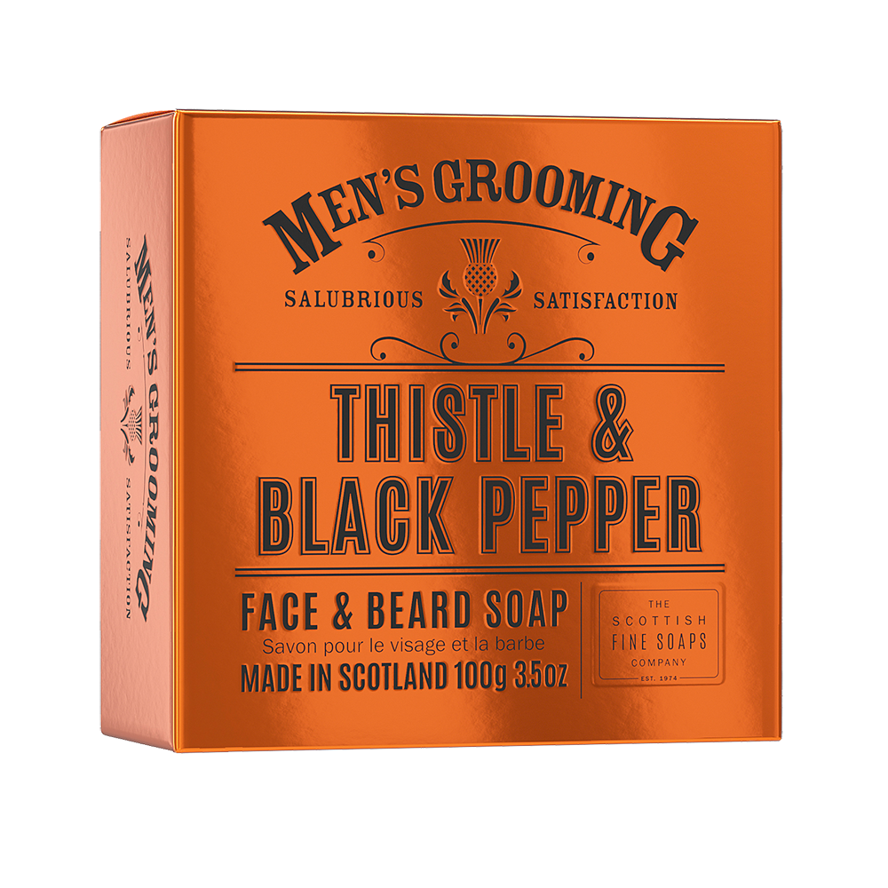 100g Thistle & Black Pepper Face & Beard Soap