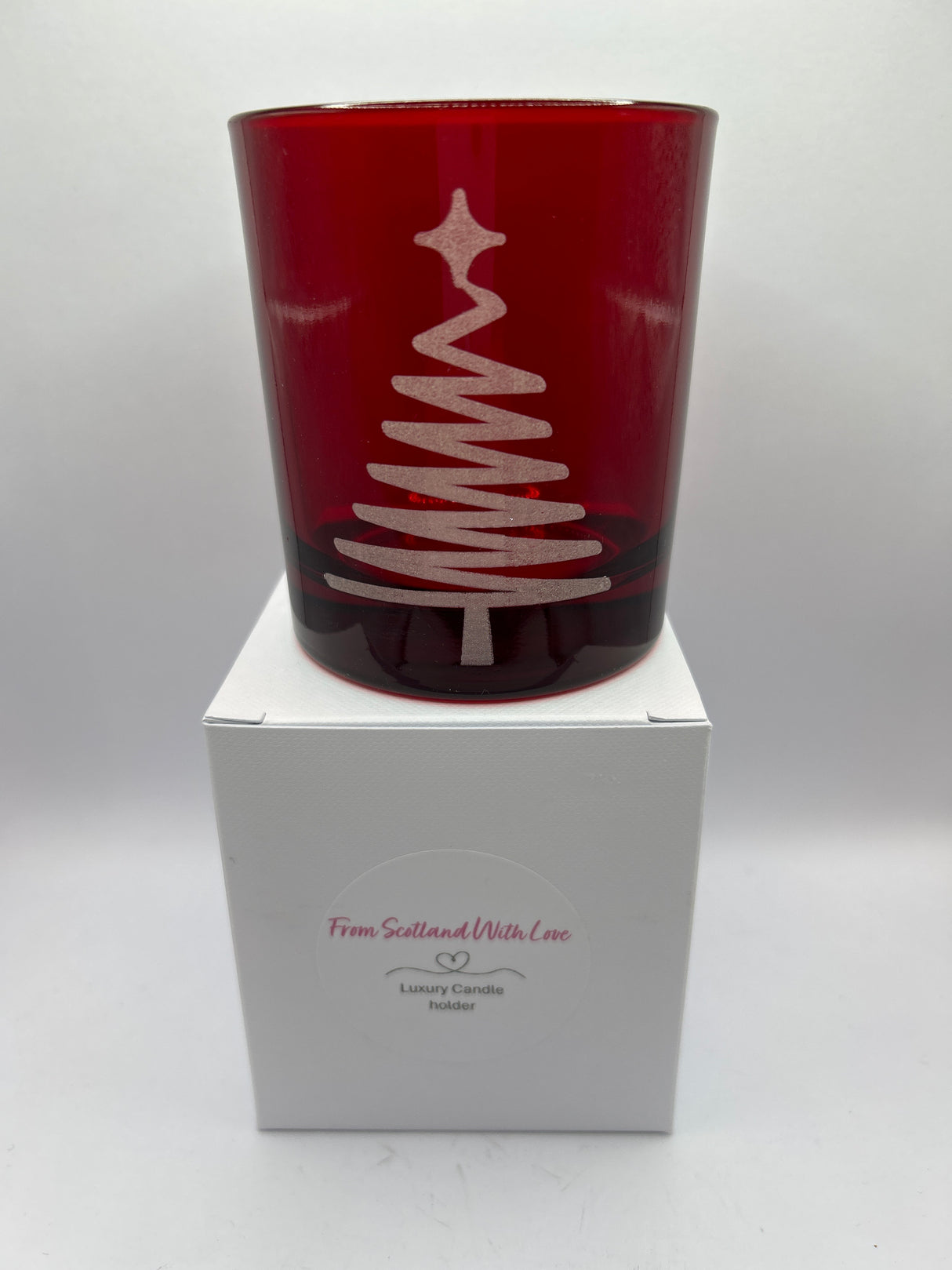 Red Christmas Tree Luxury Christmas Candle Jar (Boxed)