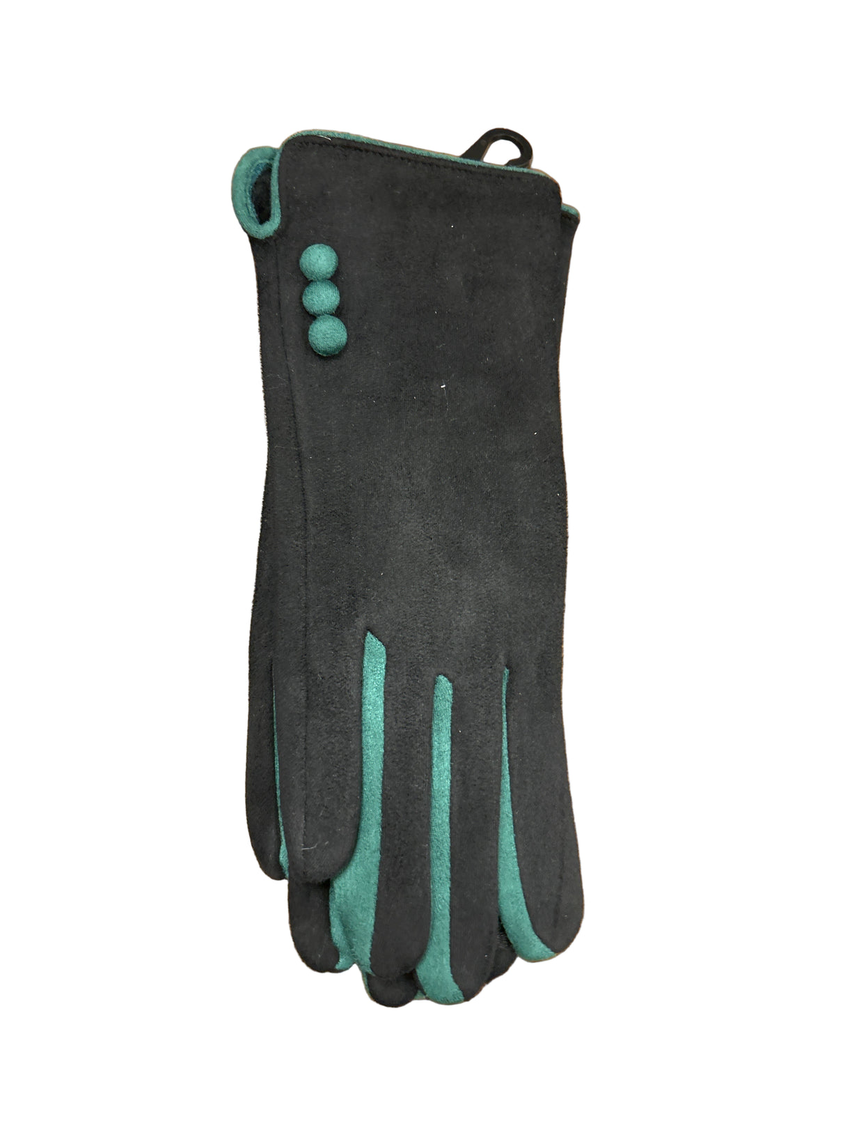 Black / Green Three Button Detail Glove (one size)