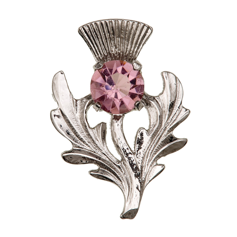 Classic Thistle with Stone Pewter Brooch