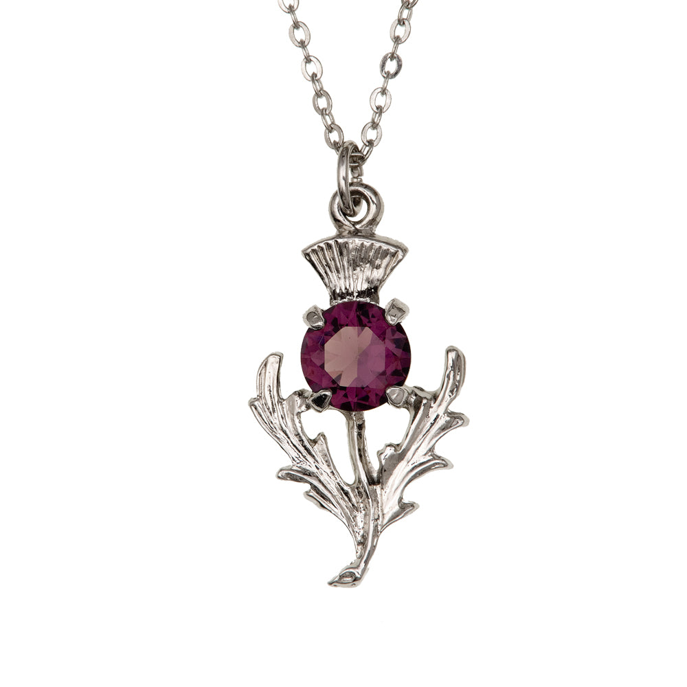 Classic Thistle with Stone Pewter Pendant