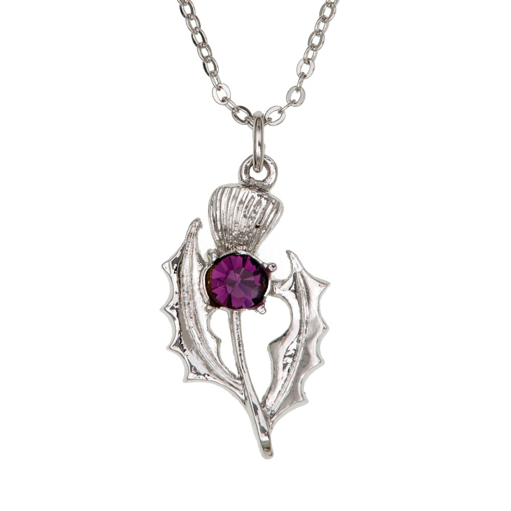 Asymmetrical Thistle with Stone Pewter Pendant