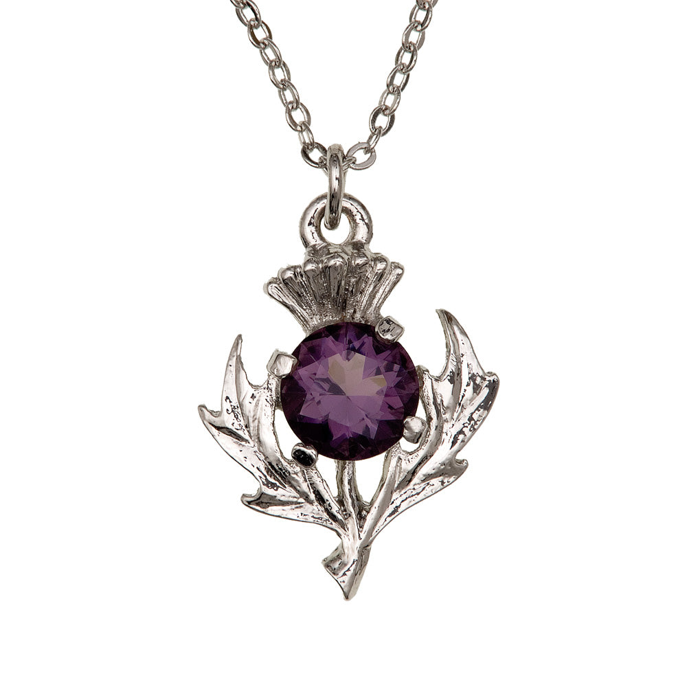 Compact Thistle with Stone Pewter Pendant