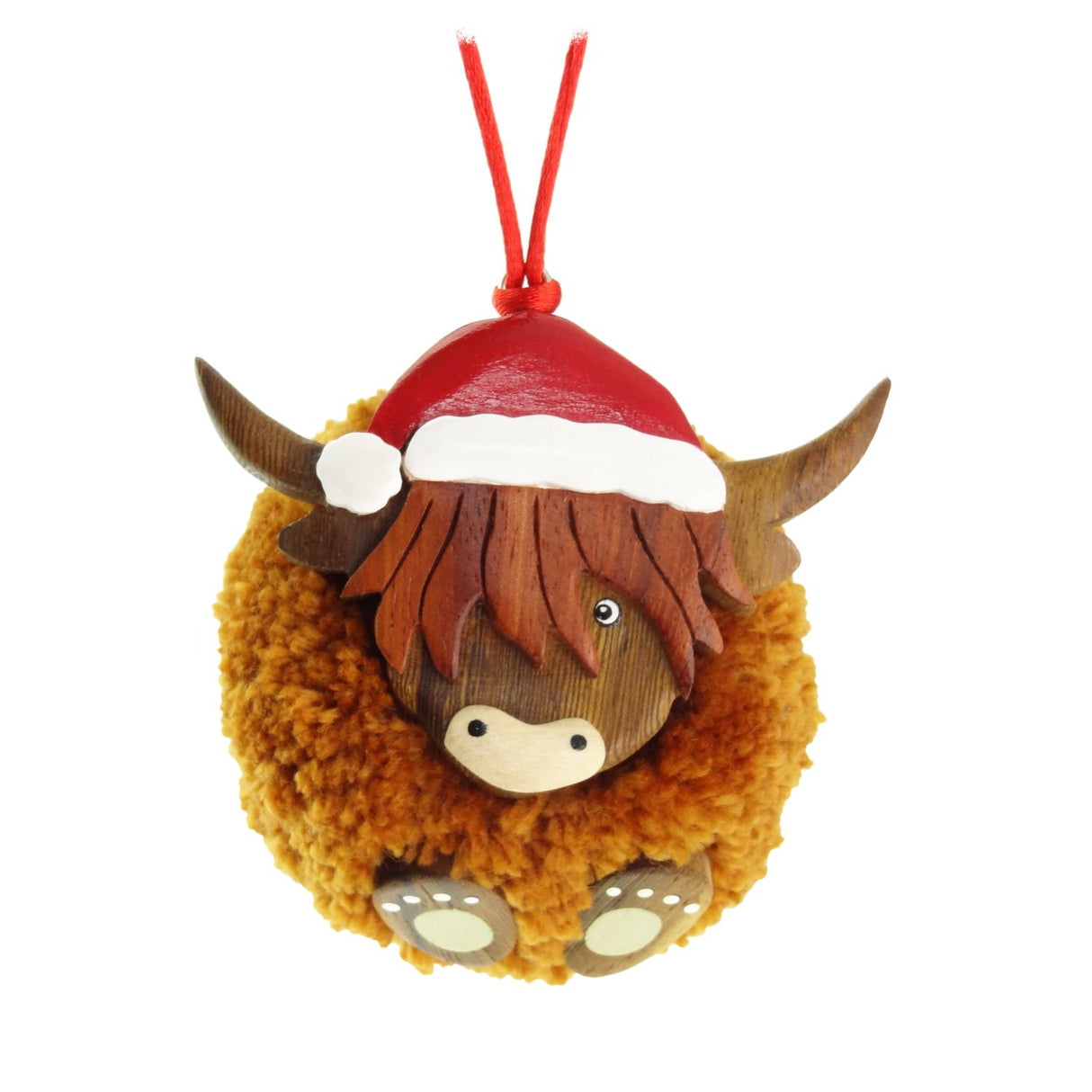 Highland Cow 10cm PomPom Christmas Decoration