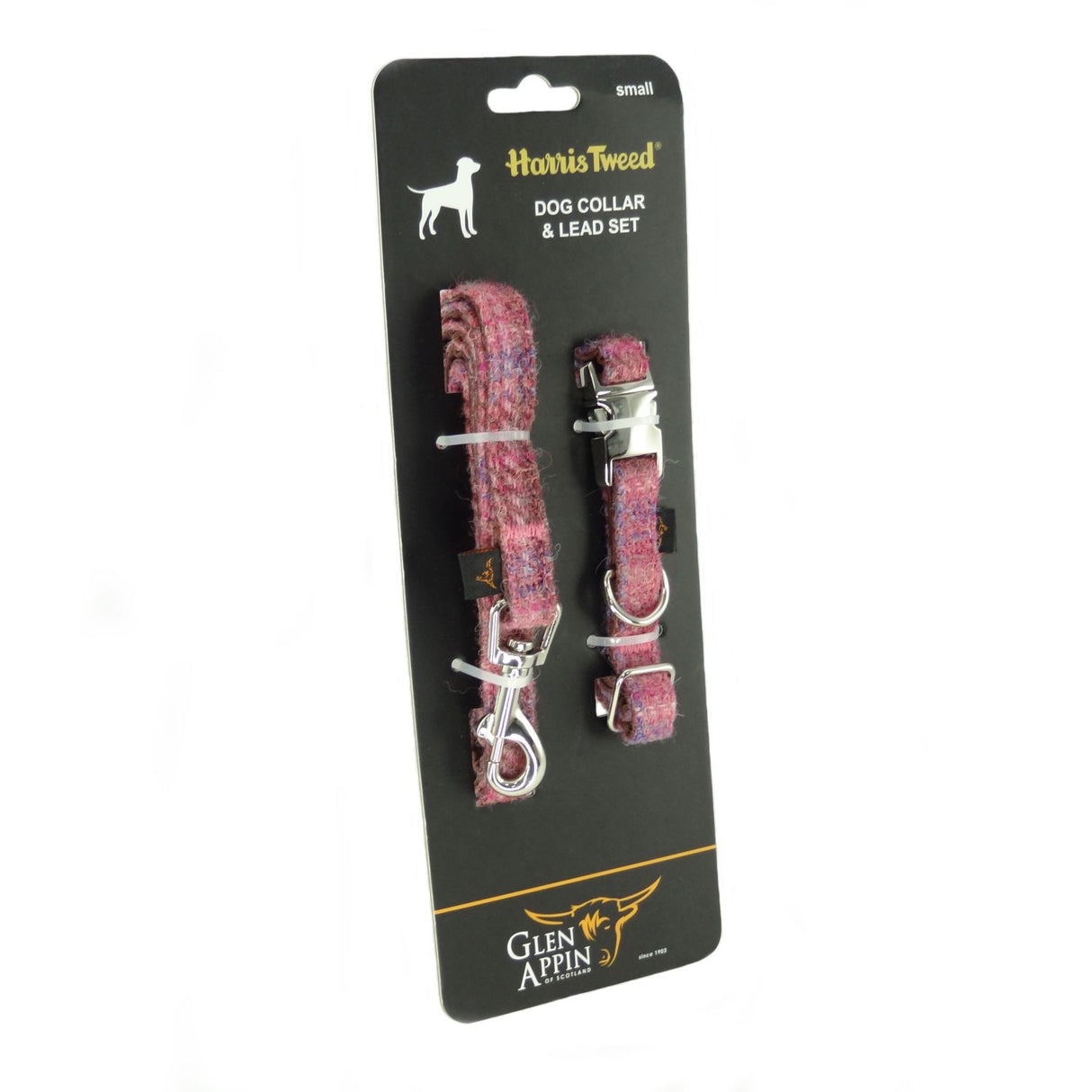 Pink Harris Tweed Dog Collar & Lead