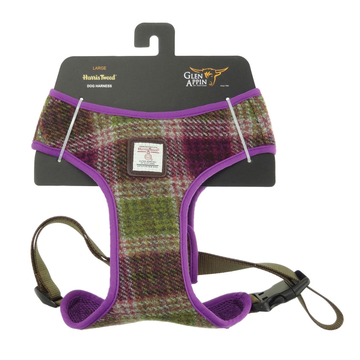 Brown & Grey Harris Tweed Dog Harness Large