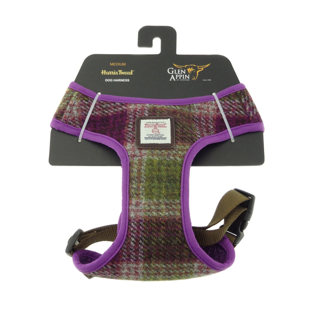 Brown & Grey Harris Tweed Dog Harness Medium