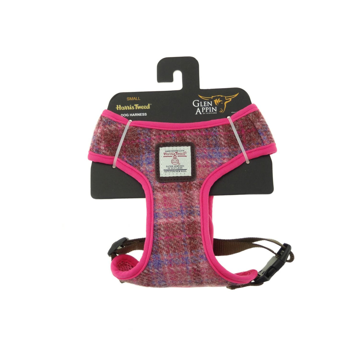 Pink Harris Tweed Dog Harness Small