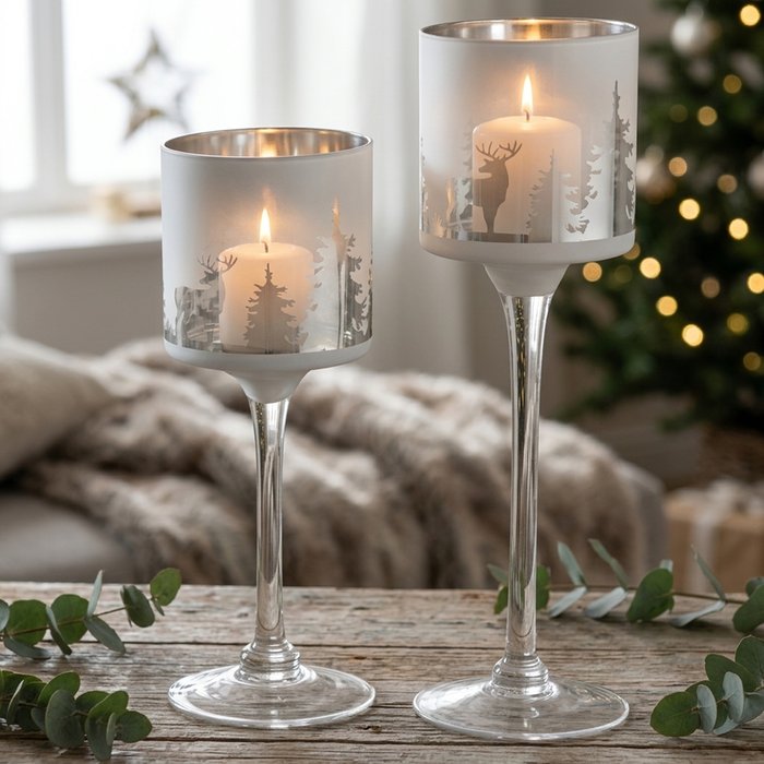 “Minou” Large Windlight On Stem Candle Holder (30cm Tall)