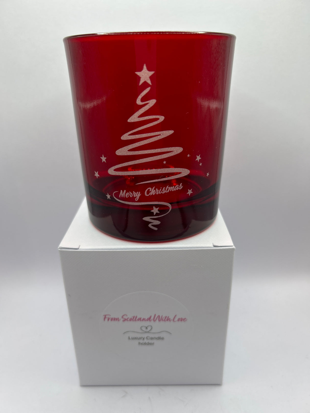 Red Merry Christmas Luxury Christmas Candle Jar (Boxed)