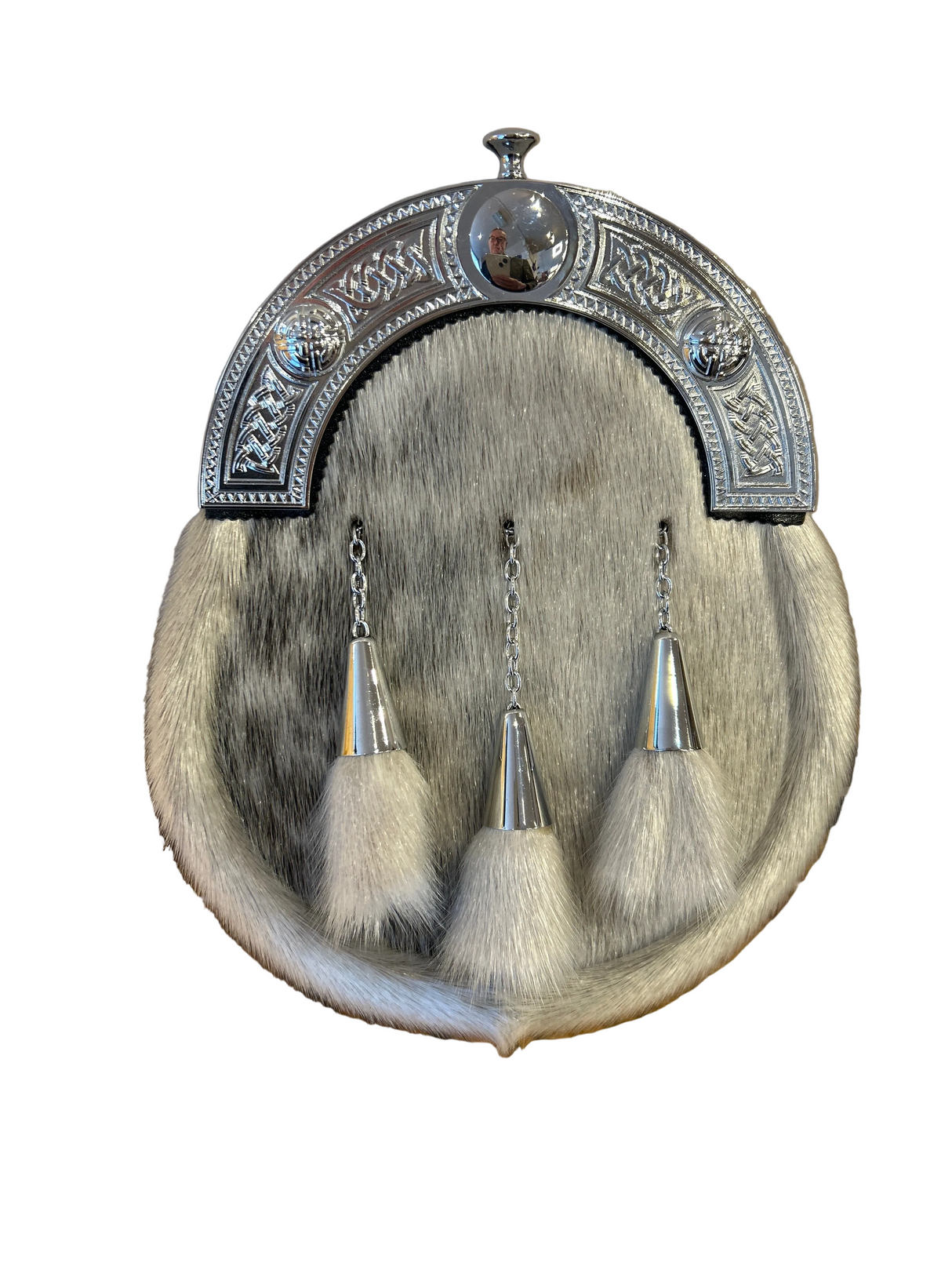 Cone Tassel Closed Celtic Chrome Cantle Dress Sporran